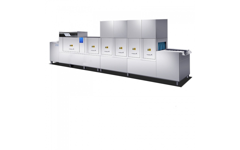 全自動大型商用洗碗機長龍式廚房設(shè)備帶消毒酒店學校食堂工廠